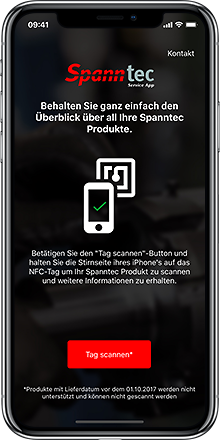 Spanntec Service App auf dem iPhone